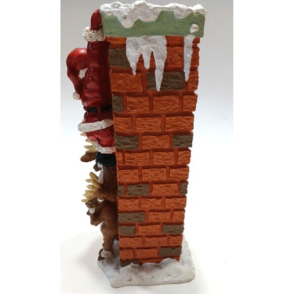 Santa Reindeer Chimney Candle Holder Vase Christmas Fun 9 In  Tall X 4 In  Wide - Picture 7 of 11